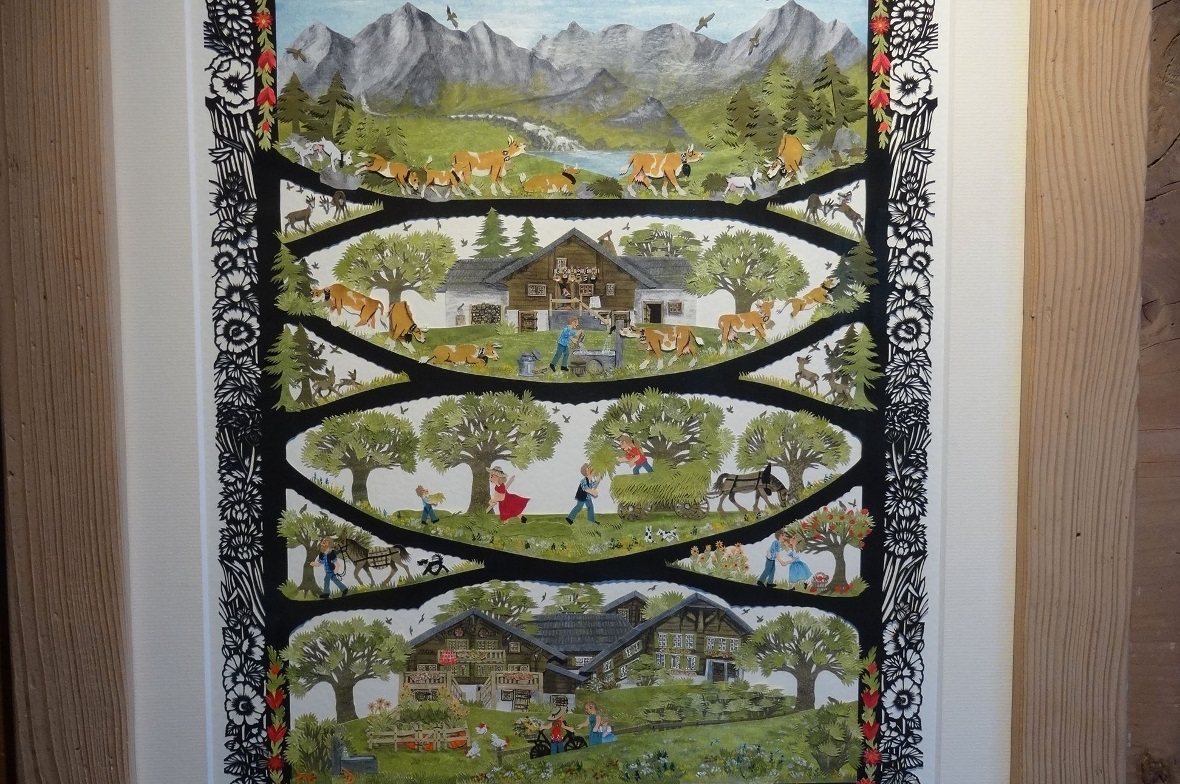 Vier verschiedene Szenarien in einem Scherenschnitt vereint.