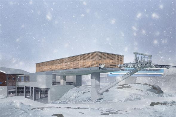 Visualisierung der Bergstation Direttissima.
