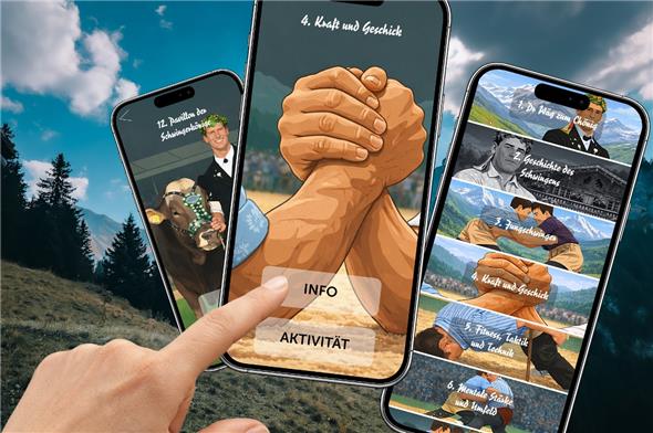 Visualisierung der neuen App für den Schwingerweg im Springenboden.