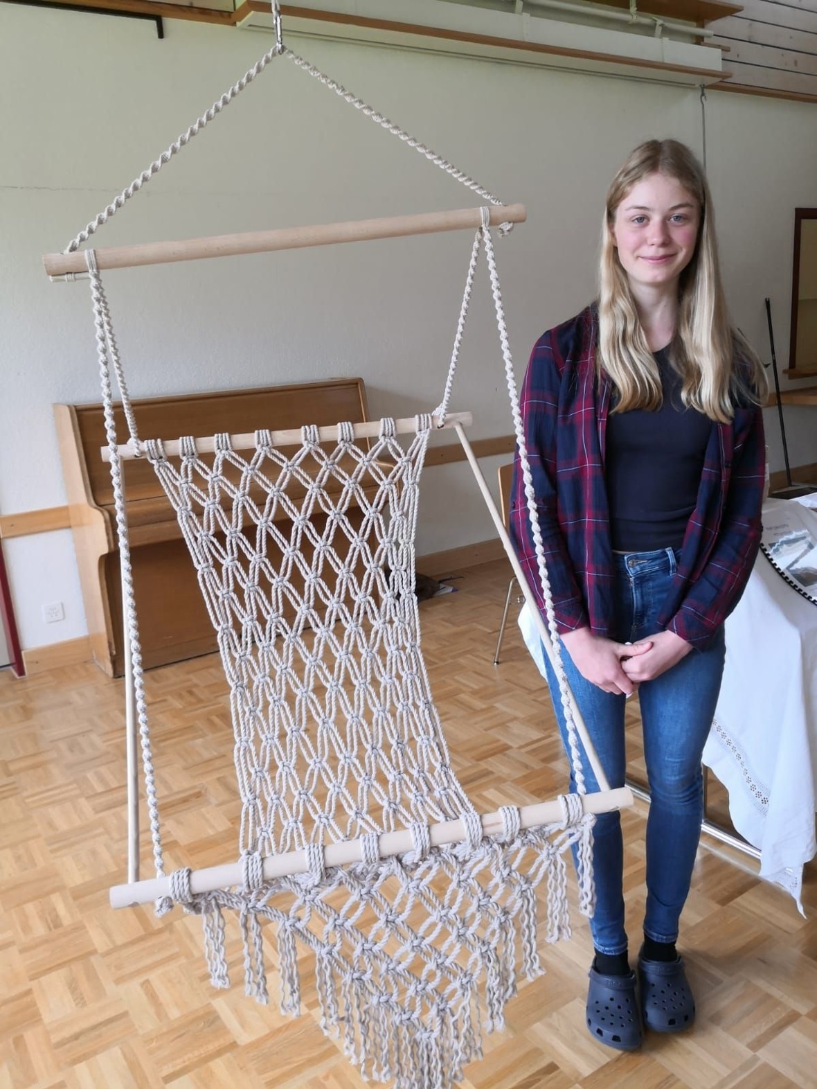 Während der Projektzeit wurde ein schöner Hängesessel geknüpft
