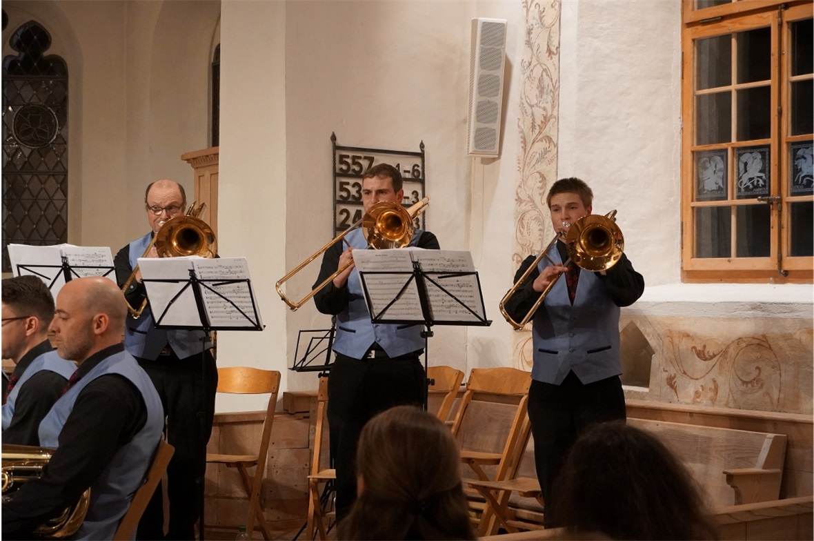 Walter (links), Alois und Jens Zahler begeisterten mit ihren Posaunentrio im Stü...