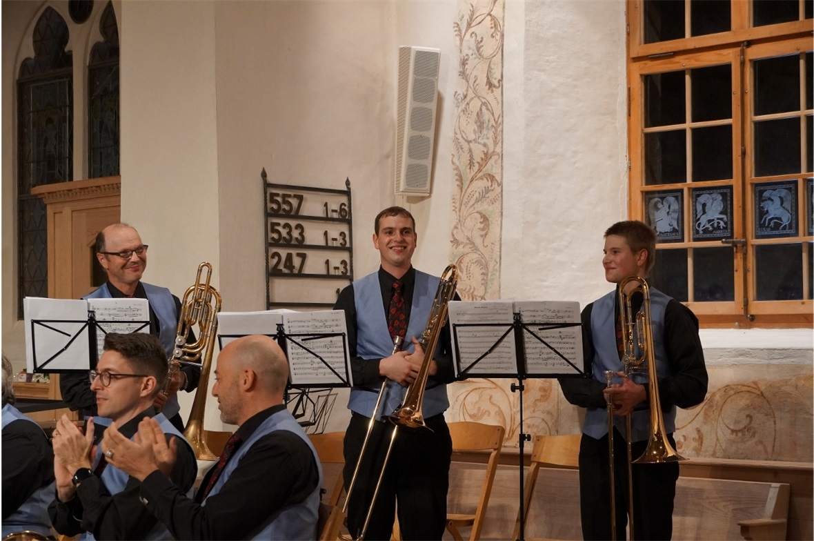Walter (links), Alois und Jens Zahler begeisterten mit ihren Posaunentrio im Stü...