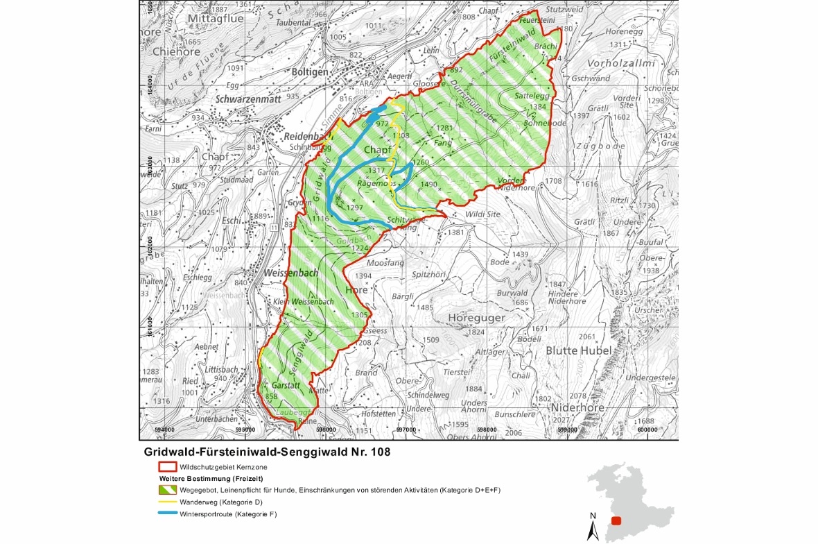 Wildschutzgebiet Grindwald-Fürsteiniwald-Senggiwald Nr. 108