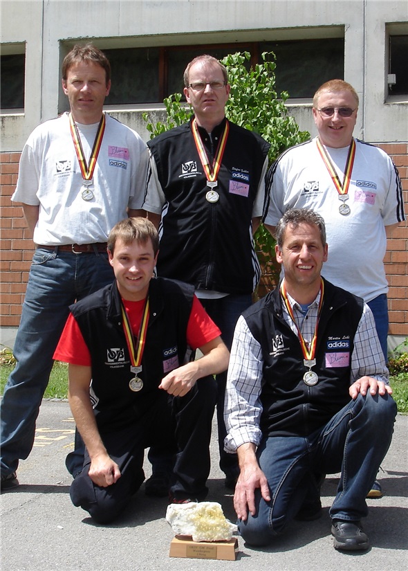 Zweisimmen 1, Gewinner der Silbermedaille: hinten v.l.n.r: Erich Rufener, Stefan Zahler, Hansruedi Stucki; vorne: Michael Annen, Martin Liebi.